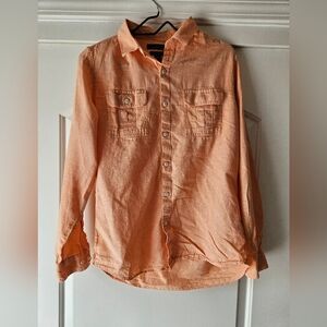 Marc Anthony Long Sleeve Button‎ Up Shirt Men M Linen Blend Slim Fit Pink Salmon
